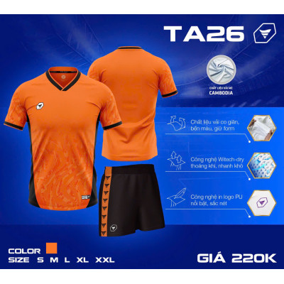 ÁO BÓNG ĐÁ KHÔNG LOGO TA26